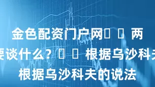 金色配资门户网  两国元首要谈什么？  根据乌沙科夫的说法